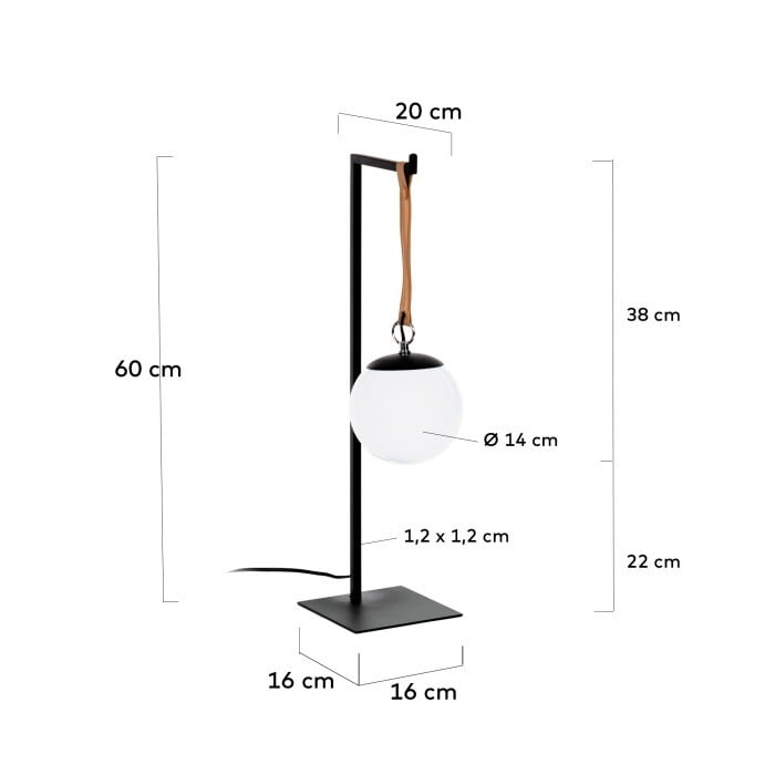 Veioza neagra din metal 60 cm Monteiro Kave Home