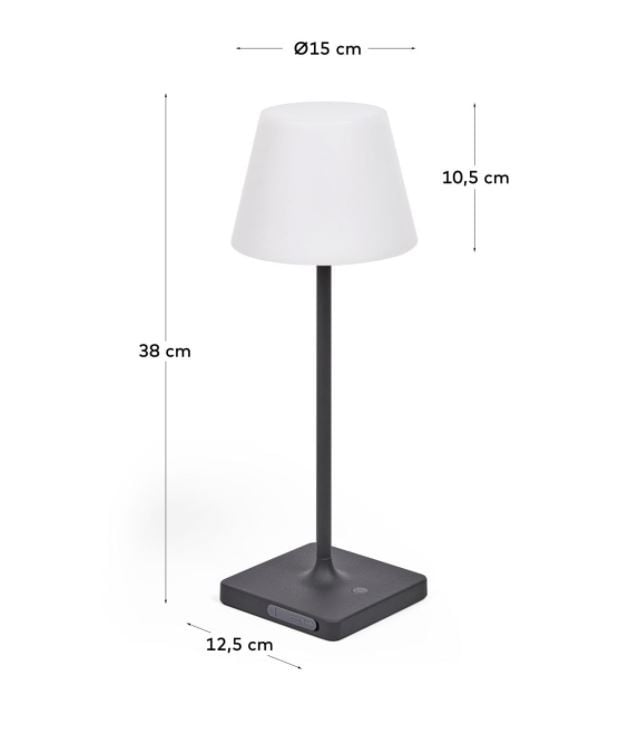 Veioza pentru exterior alba/neagra din metal cu USB 38 cm Aluney Table Kave Home