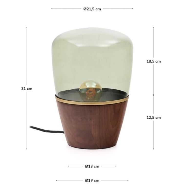 Veioza verde/maro din sticla 31 cm Silex Kave Home