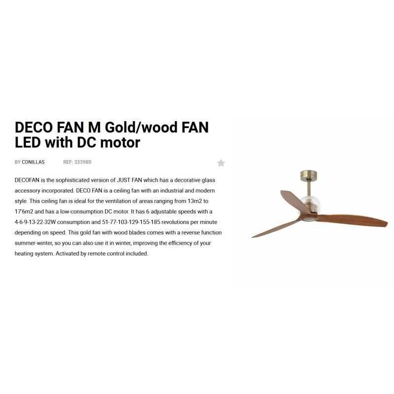 Ventilator cu telecomanda DECO FAN M auriu/maro