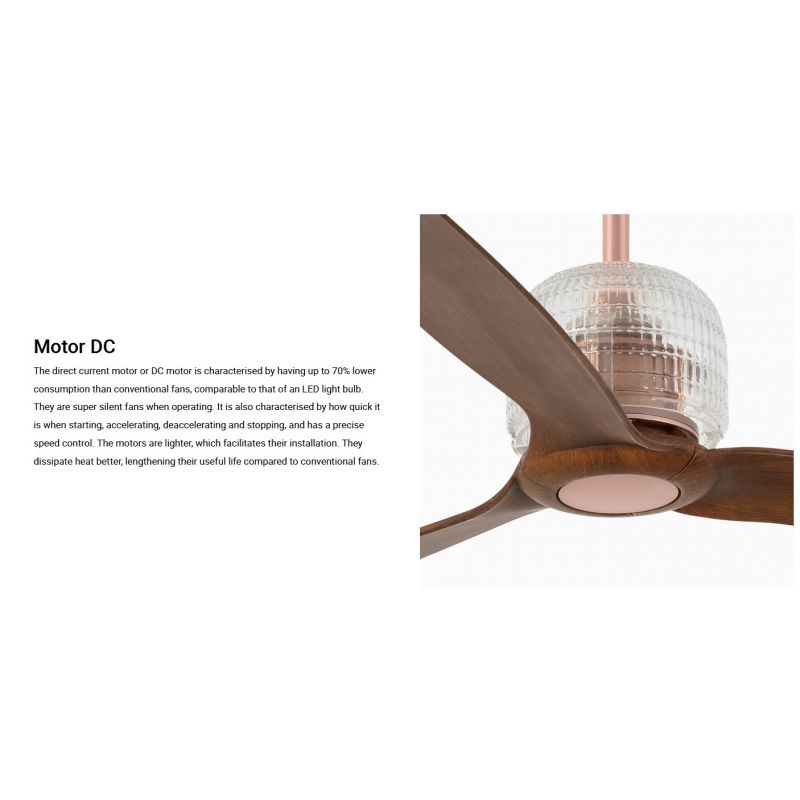 Ventilator cu telecomanda DECO FAN M cupru/maro