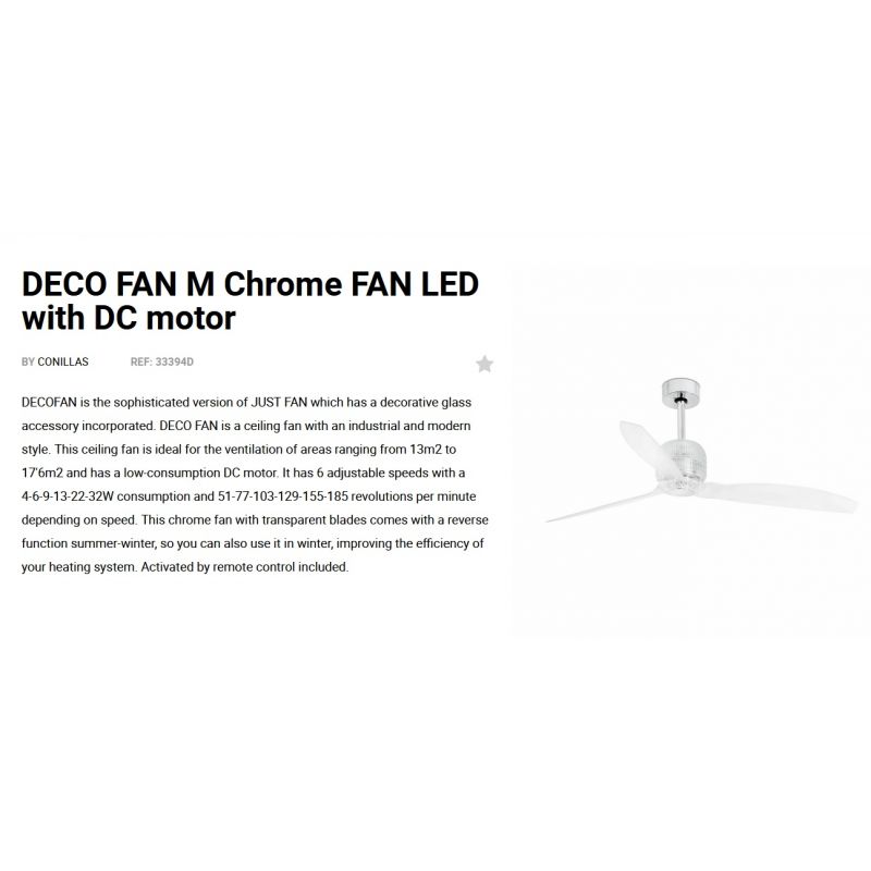 Ventilator cu telecomanda DECO FAN M transparent