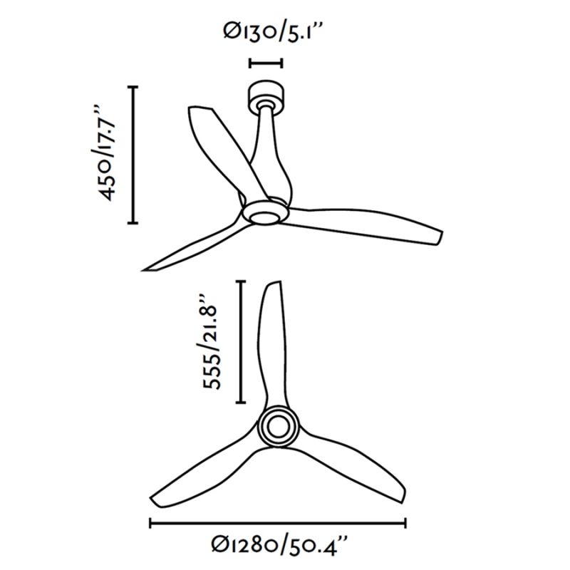 Ventilator cu telecomanda ETERFAN MINI negru mat