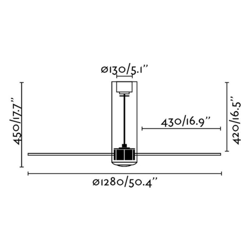 Ventilator cu telecomanda Tube negru mat / maro