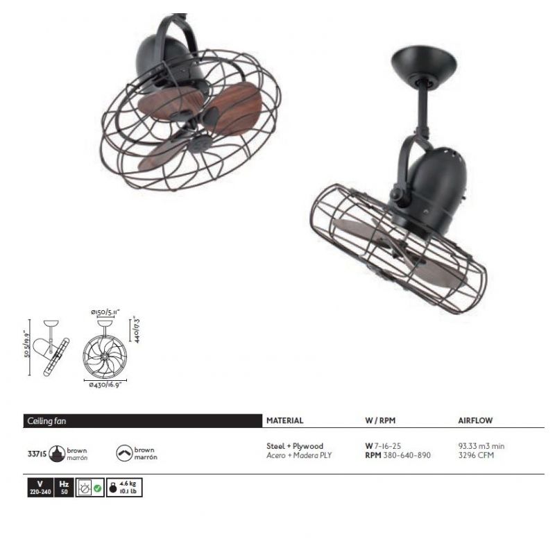 Ventilator de perete / tavan design retro KEIKI maro