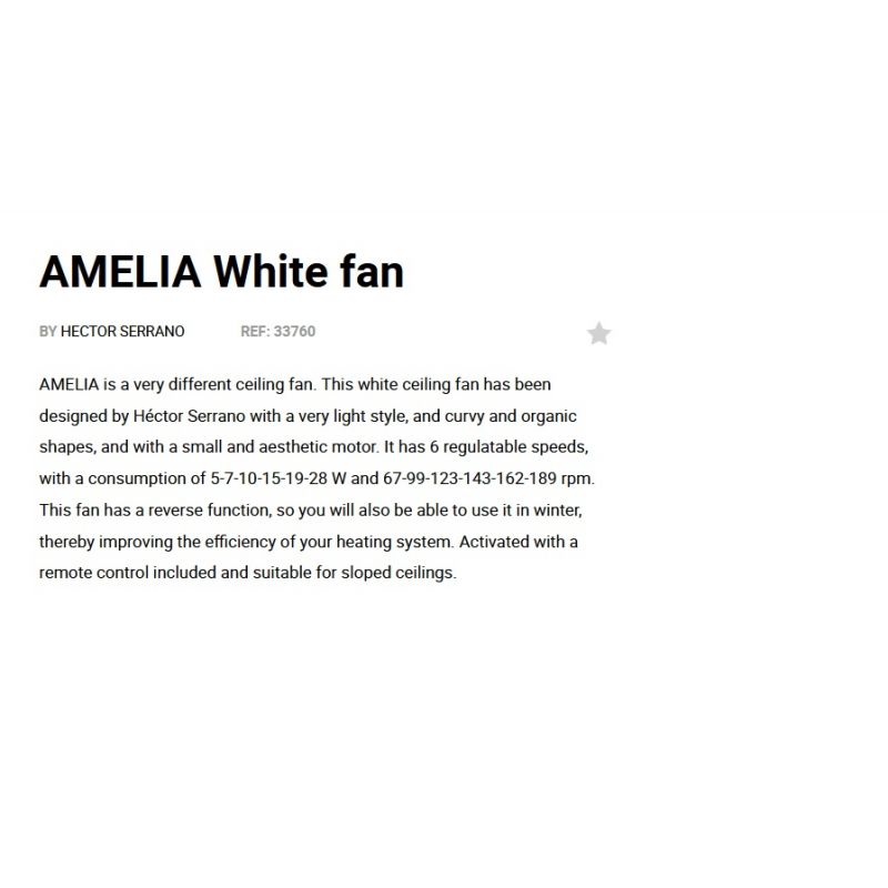 Ventilator de tavan cu telecomanda AMELIA alb
