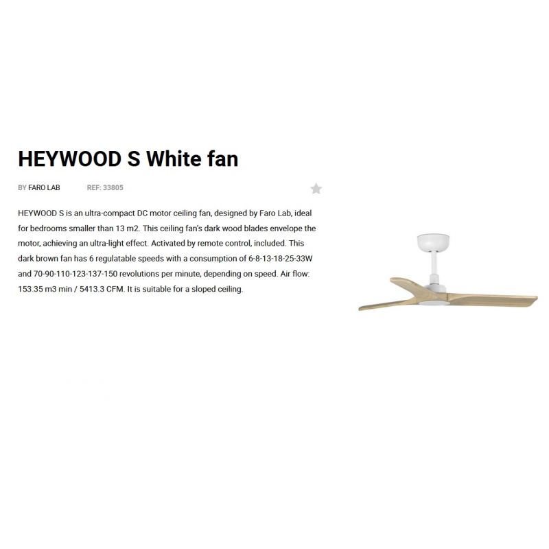 Ventilator de tavan cu telecomanda HEYWOOD S alb/lemn artar