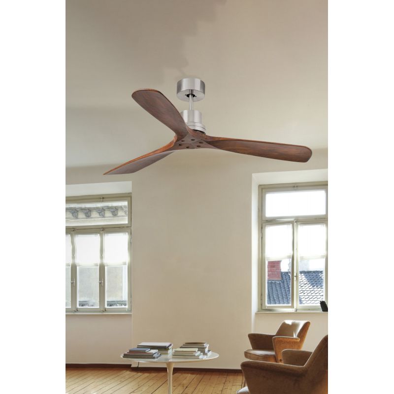 Ventilator de tavan cu telecomanda LANTAU L nickel/lemn maro