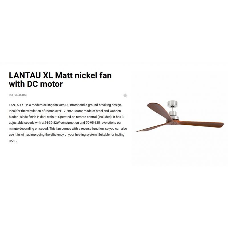 Ventilator de tavan cu telecomanda LANTAU XL nickel/lemn maro