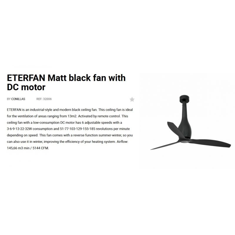 Ventilator tavan cu telecomanda ETERFAN negru