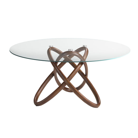 Masa de Dining Rotunda 140 cm din Sticla si Frasin Nuc Angel Cerda