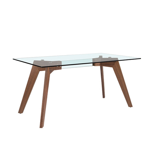 Masa de Dining Rectangulara din Sticla cu Picioare din Nuc Angel Cerda