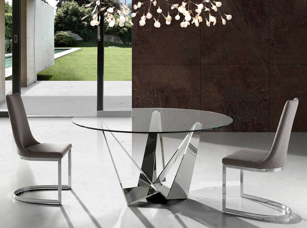 Masa de Dining Rotunda cu Blat din Sticla Angel Cerda