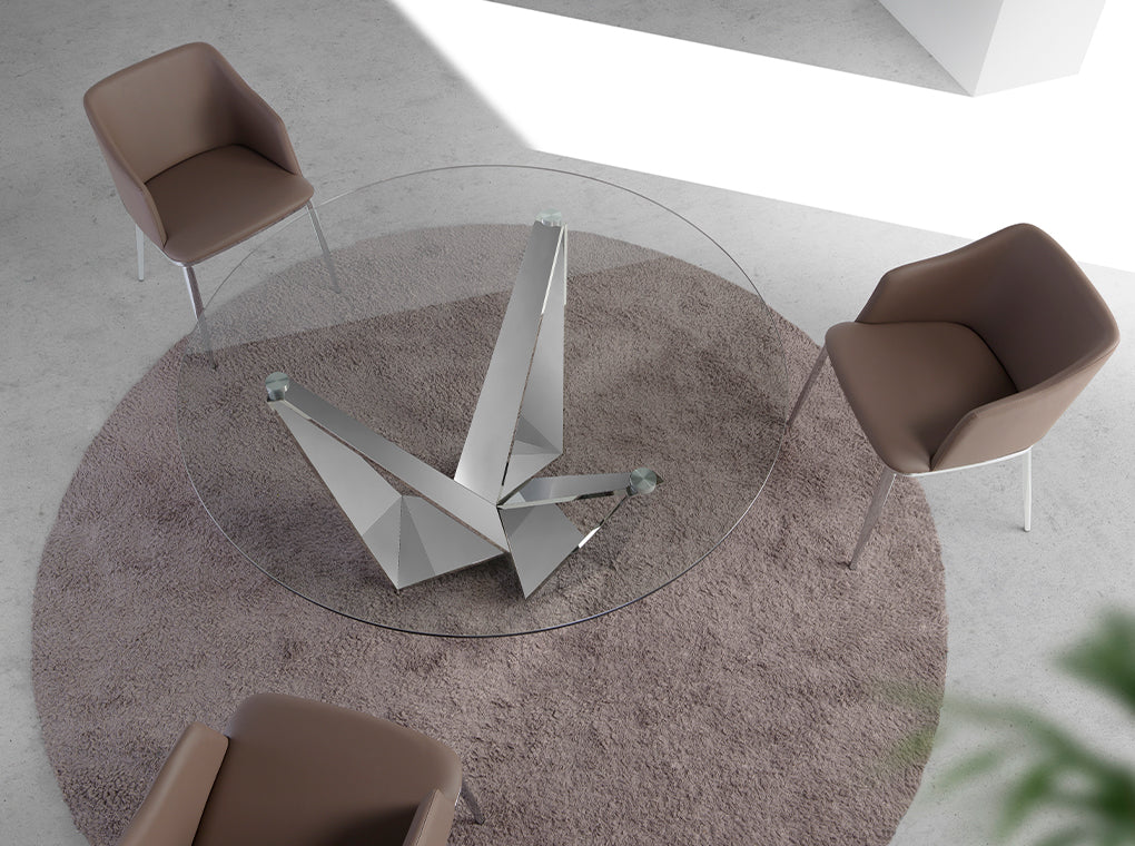 Masa de Dining Rotunda cu Blat din Sticla Angel Cerda