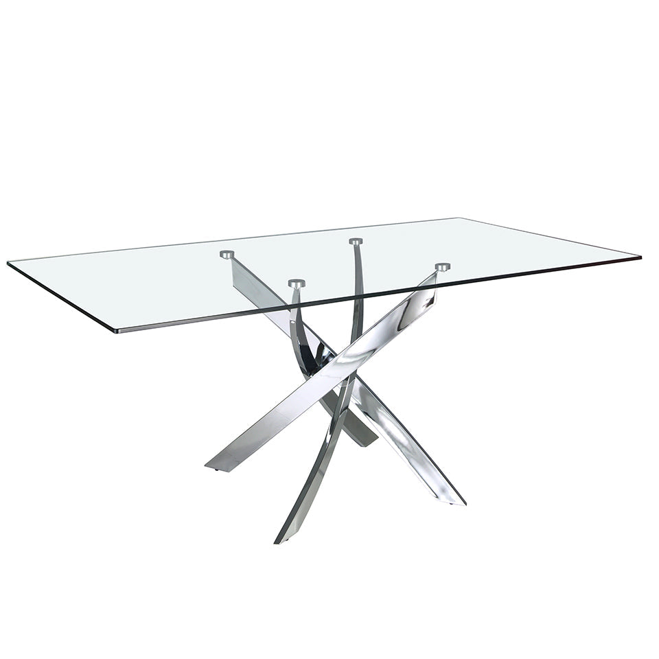 Masa Dining 140x95 din Sticla cu Baza din Otel Inoxidabil Angel Cerda