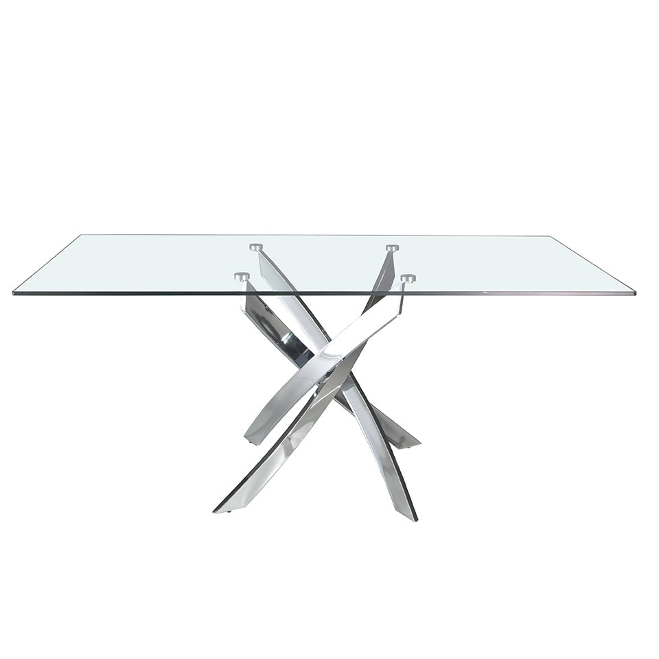 Masa Dining 140x95 din Sticla cu Baza din Otel Inoxidabil Angel Cerda