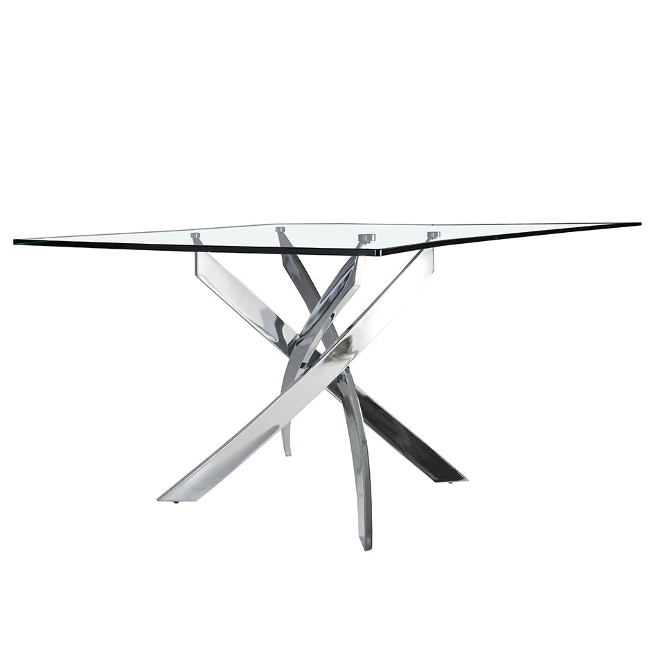 Masa Dining 140x95 din Sticla cu Baza din Otel Inoxidabil Angel Cerda