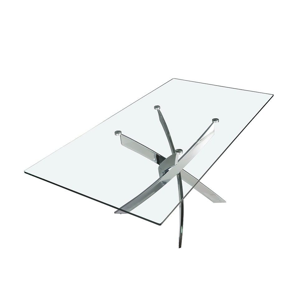 Masa Dining 140x95 din Sticla cu Baza din Otel Inoxidabil Angel Cerda
