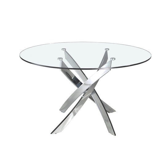 Masa de Dining 120cm Rotunda din Sticla si Otel Inoxidabil Angel Cerda