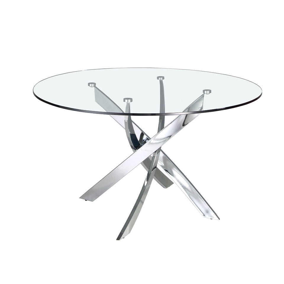 Masa de Dining 120cm Rotunda din Sticla si Otel Inoxidabil Angel Cerda