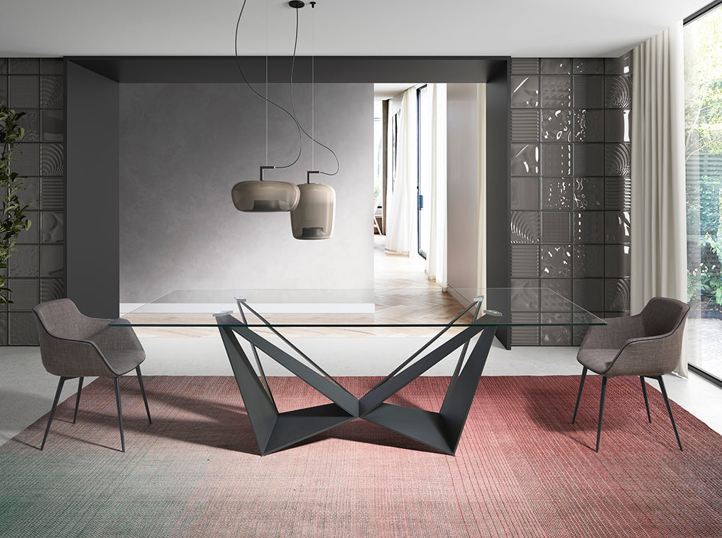 Masa de Dining Rectangulara din Sticla cu Baza din Otel Angel Cerda