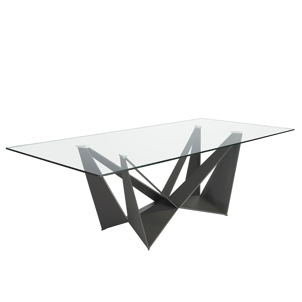 Masa de Dining Rectangulara din Sticla cu Baza din Otel Angel Cerda