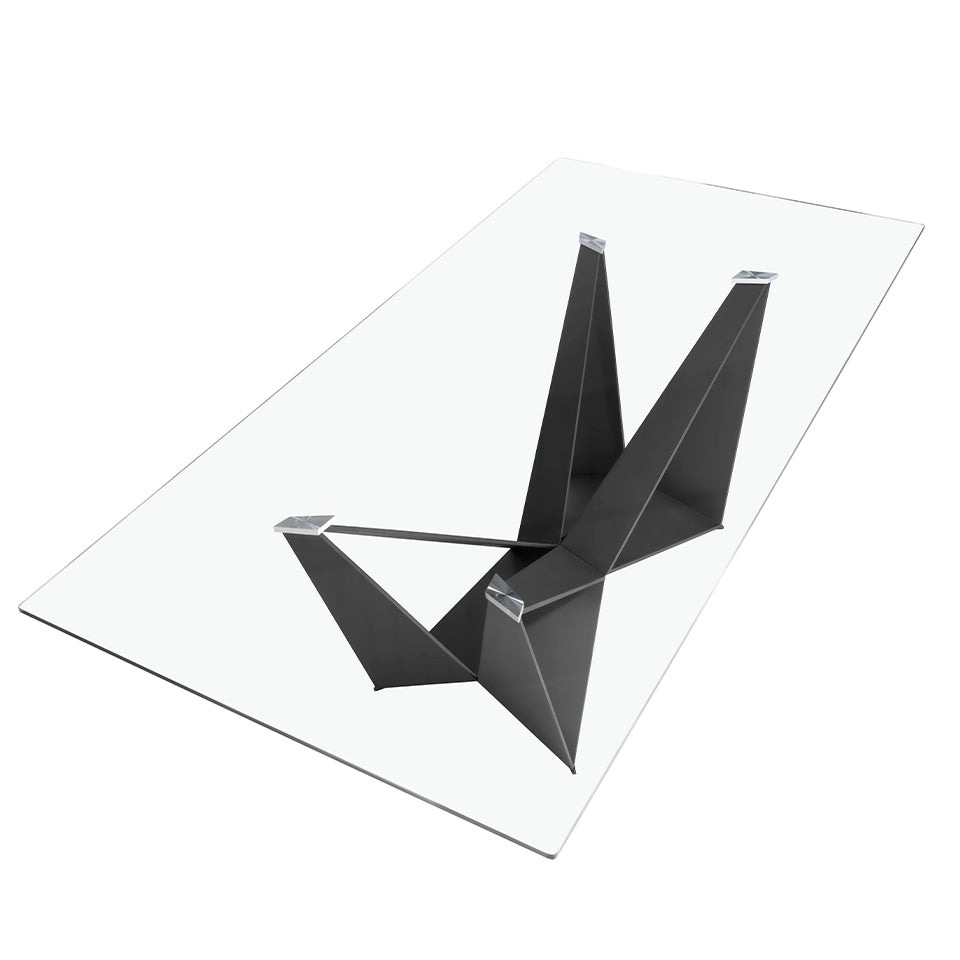 Masa de Dining Rectangulara din Sticla cu Baza din Otel Angel Cerda