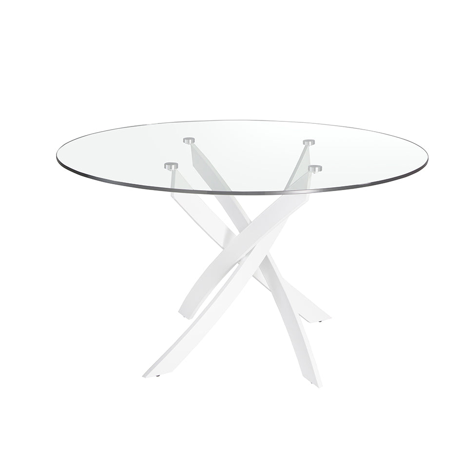 Masa de Dining Rotunda din Sticla cu Picioare din 130 cm Otel Angel Cerda