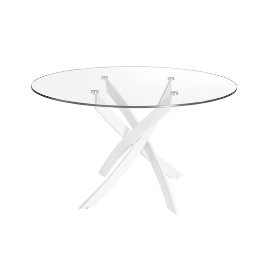 Masa de Dining Rotunda din Sticla cu Picioare din Otel 140 cm Angel Cerda