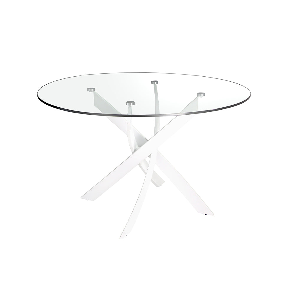 Masa de Dining Rotunda din Sticla cu Picioare din 130 cm Otel Angel Cerda