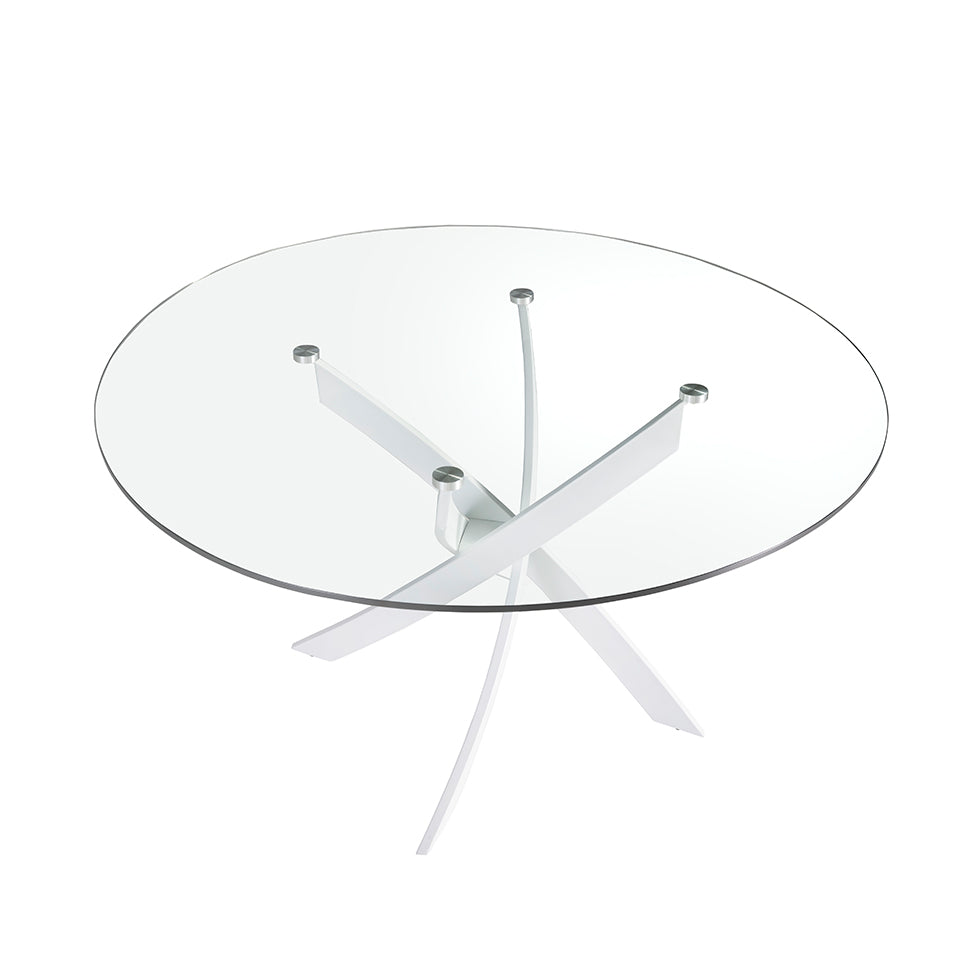 Masa de Dining Rotunda din Sticla cu Picioare din 120 cm Otel Angel Cerda