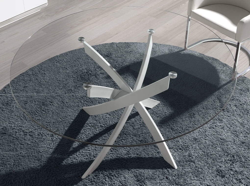 Masa de Dining Rotunda din Sticla cu Picioare din 120 cm Otel Angel Cerda