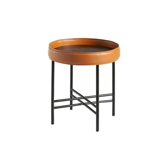 Masa de Cafea din Nuc cu Inel Tapitat in Piele Cognac Angel Cerda