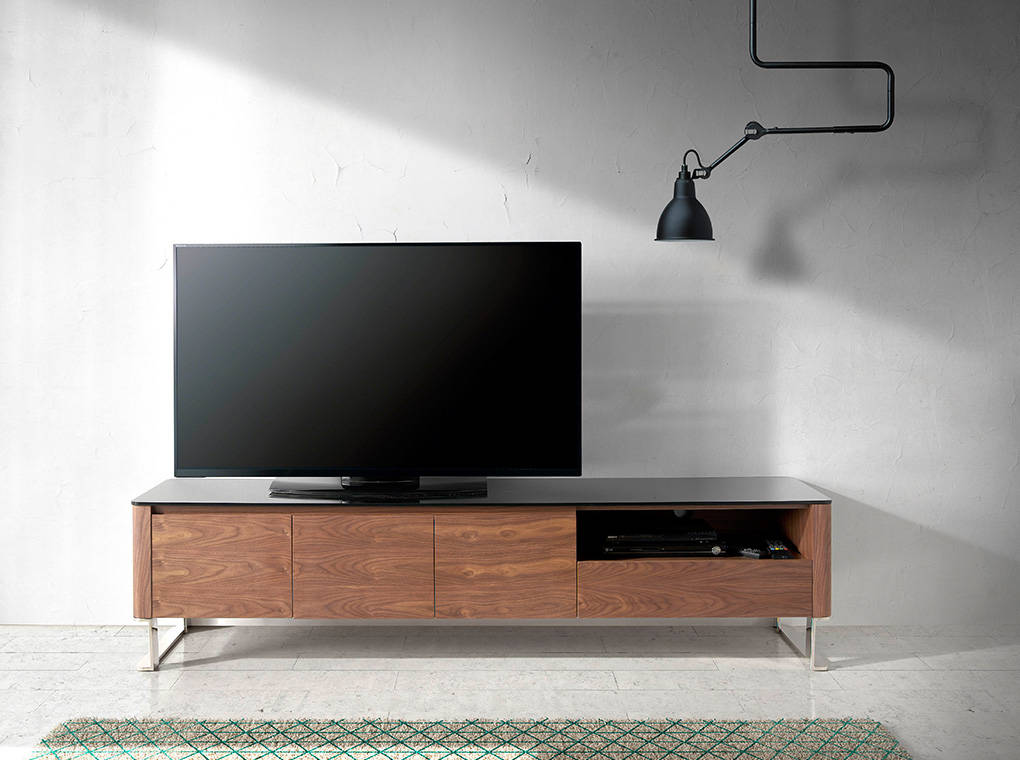 Comoda TV din Nuc si Sticla Neagra Angel Cerda