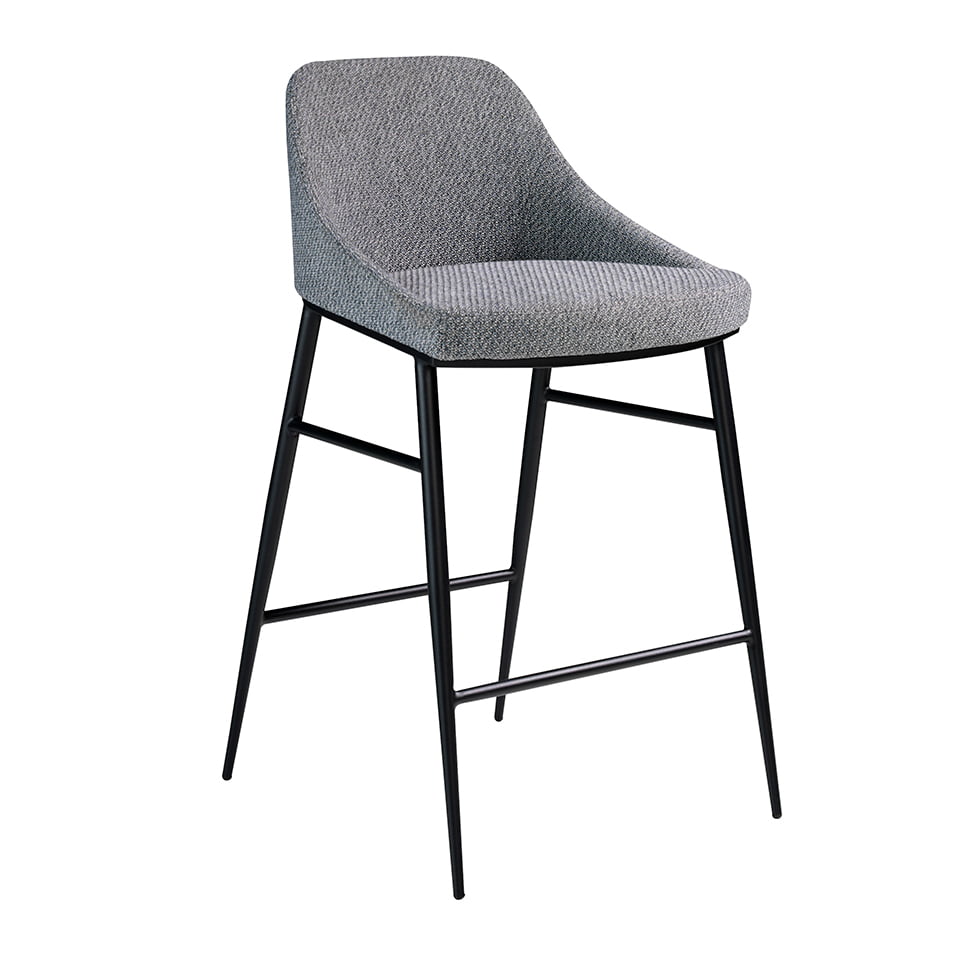 Scaun Bar tapitat cu material textil si structura din otel negru Angel Cerda