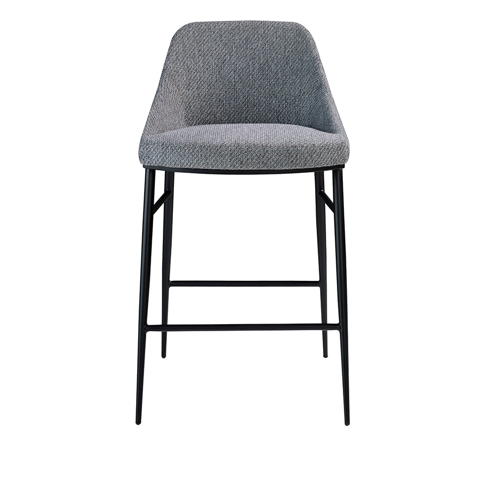 Scaun Bar tapitat cu material textil si structura din otel negru Angel Cerda
