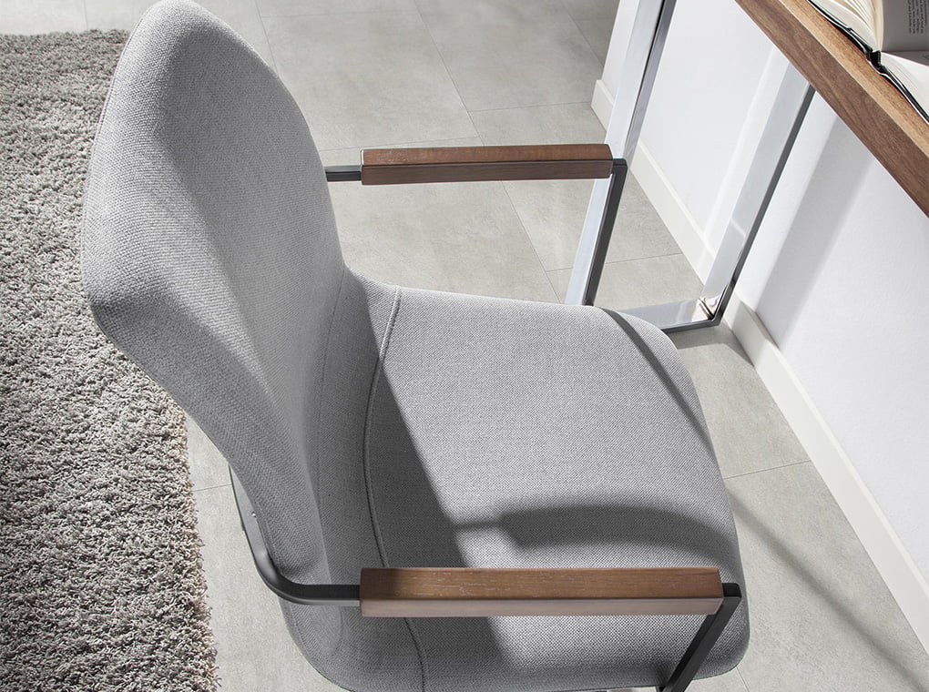 Scaun Rotativ Tapitat cu Material Textil Gri Angel Cerda