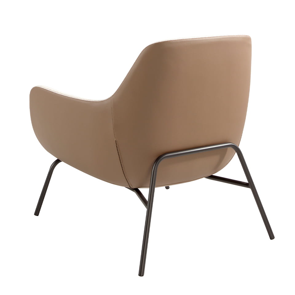Fotoliu tapitat cu material textil si piele ecologica cu structura din otel negru Angel Cerda.
