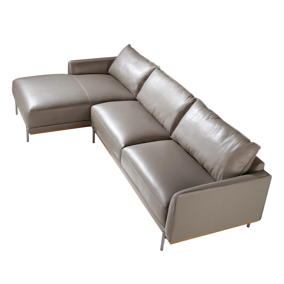 Canapea Chaiselongue Colt Dreapta din Piele de Vaca Gri inchis Angel Cerda