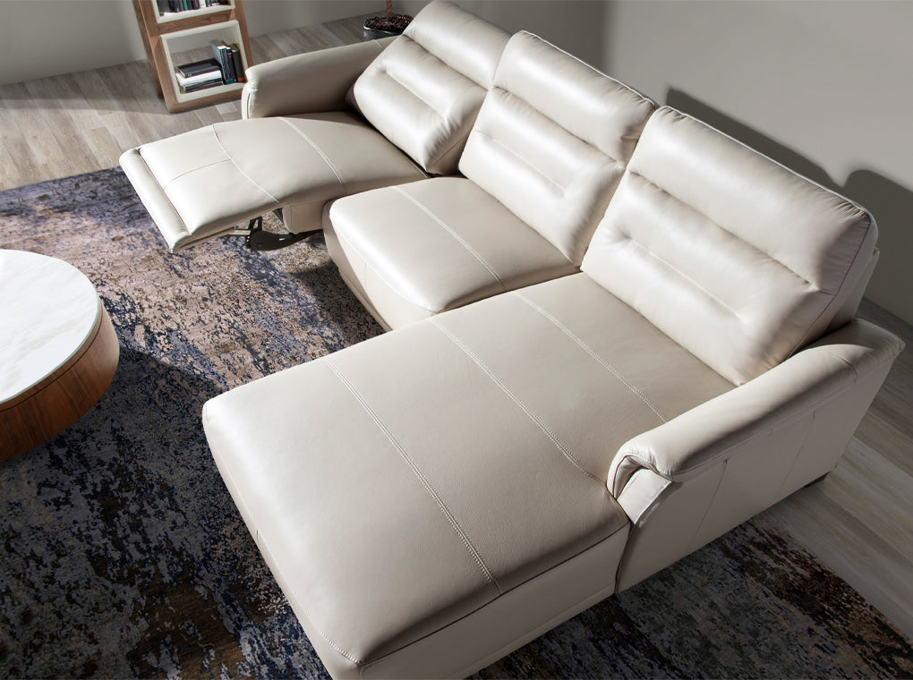Canapea Chaise Longue Colt Stanga din Piele cu Mecanism de Relaxare Angel Cerda