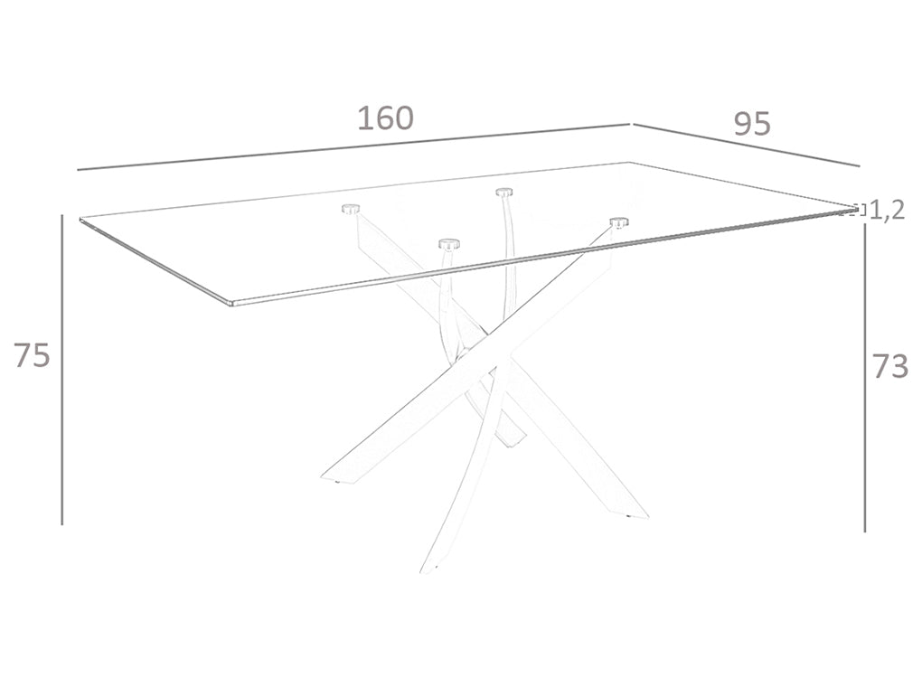Masa Dining 160x95 din Sticla cu Baza din Otel Inoxidabil Angel Cerda