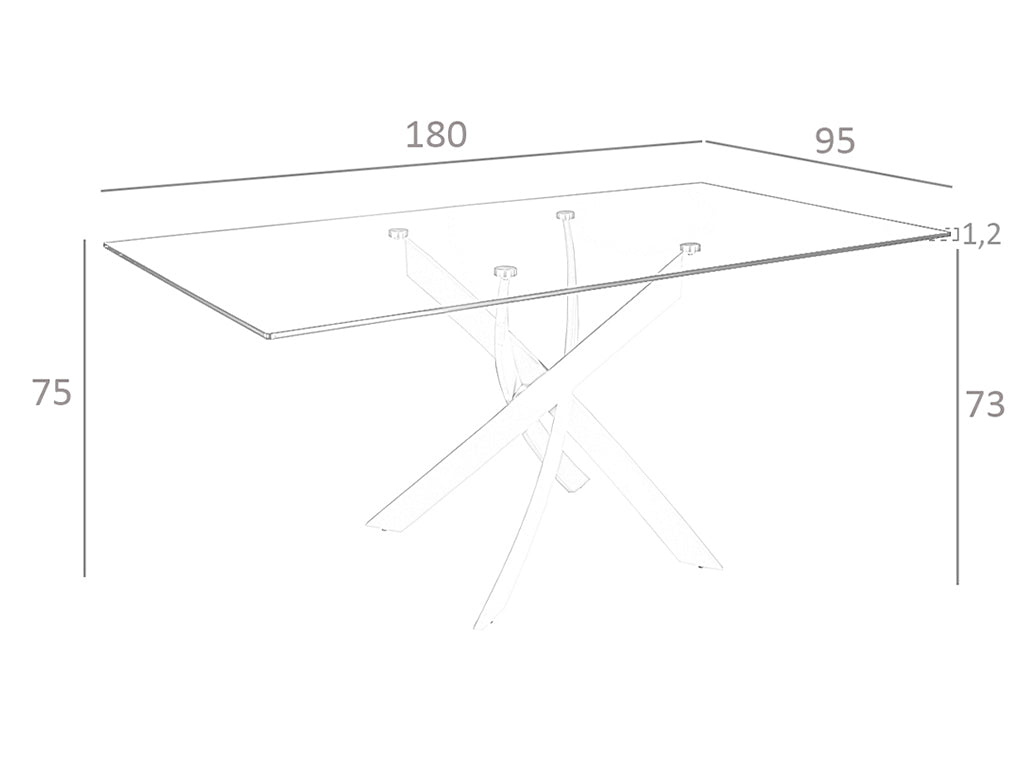 Masa Dining 180x95 din Sticla cu Baza din Otel Inoxidabil Angel Cerda
