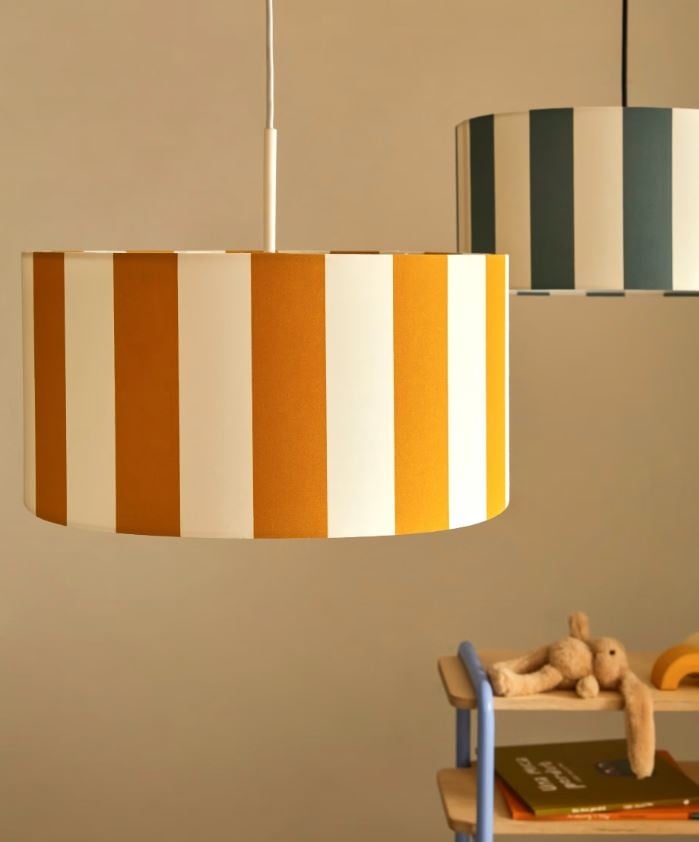Abajur alb/galben din textil Ciral Kave Home