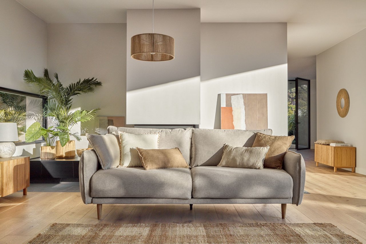 Abajur maro din fibre naturale Crista Round Kave Home