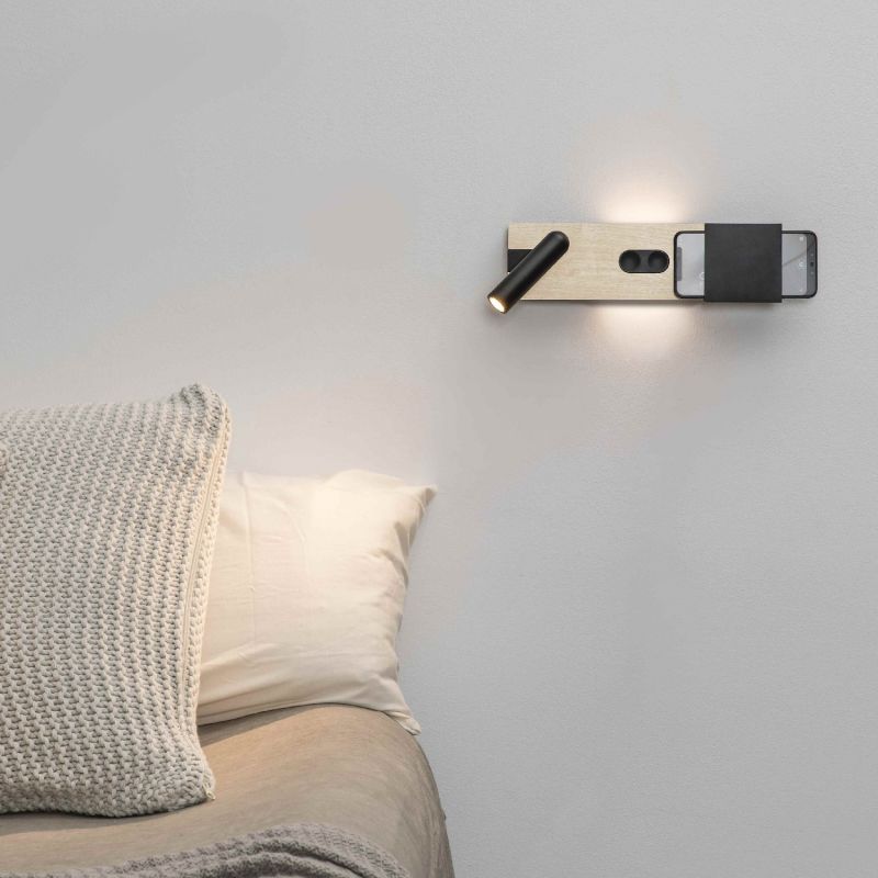 Aplica ambientala cu reader LED design ultra-modern MAGOS negru/artar