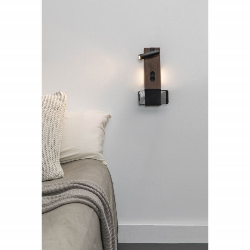 Aplica ambientala cu reader LED design ultra-modern MAGOS negru/nuc