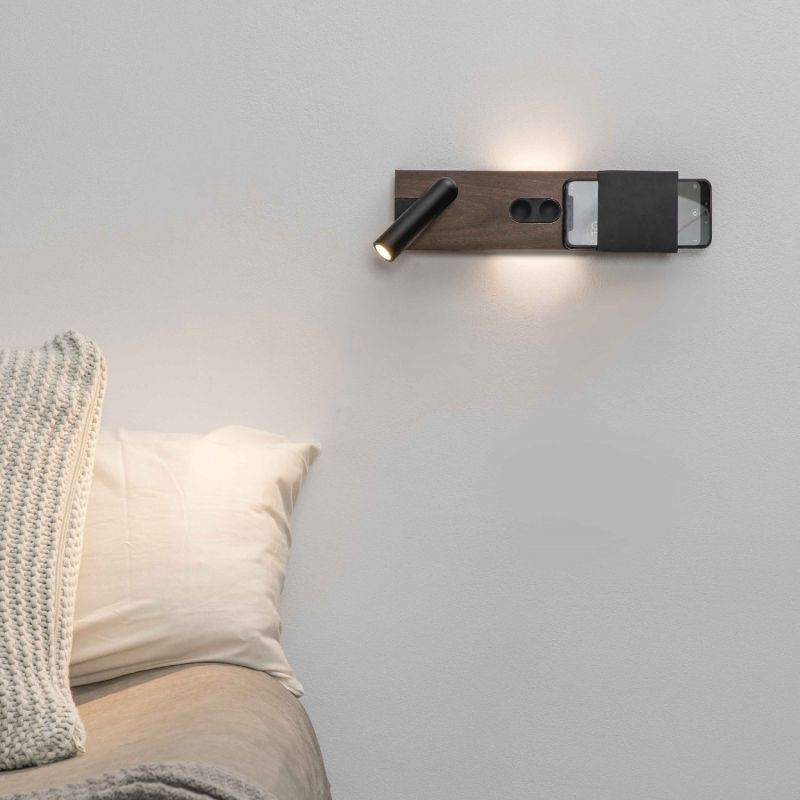 Aplica ambientala cu reader LED design ultra-modern MAGOS negru/nuc