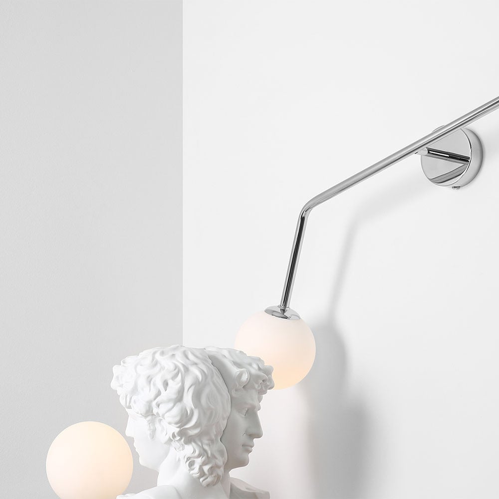 Aplica argintie din metal cu 2 becuri Pure Aldex