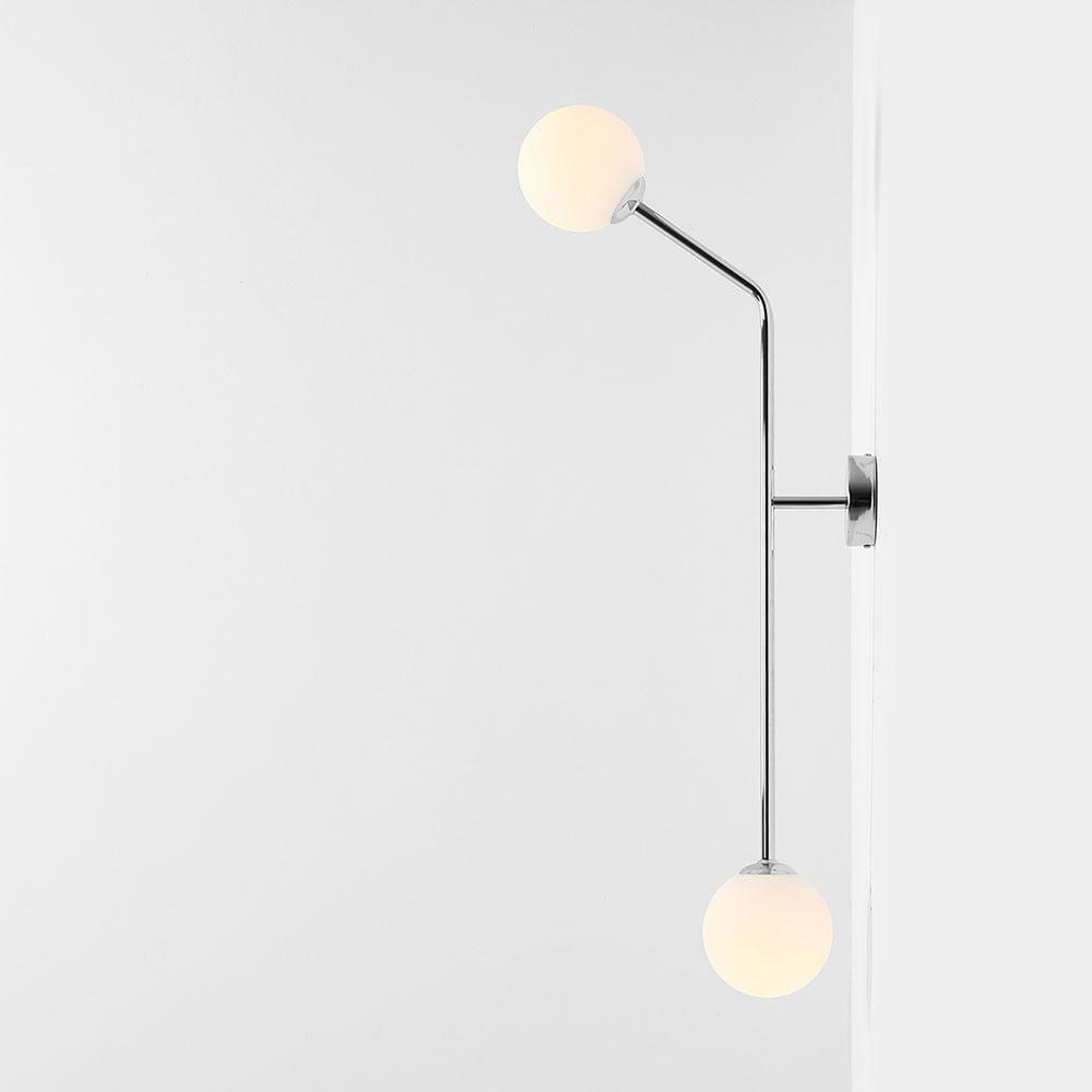 Aplica argintie din metal cu 2 becuri Pure Vertical Aldex