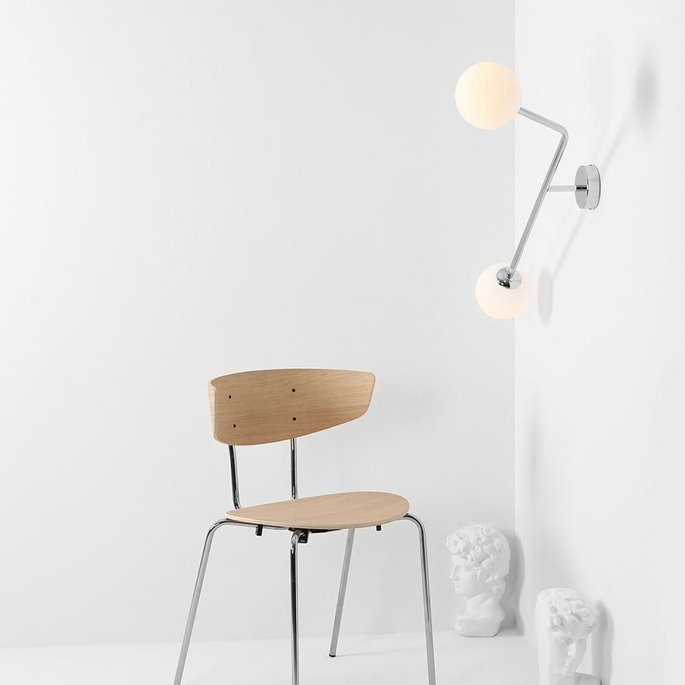Aplica argintie din metal cu 2 becuri Pure Vertical Aldex